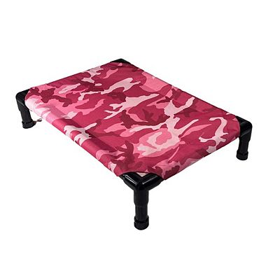 Truman + Teddy (Pink Camo) Easy-to-clean Handcrafted Elevated, Cot-Style Dog Bed 