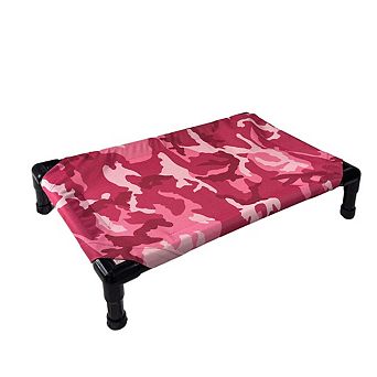 Truman + Teddy (Pink Camo) Easy-to-clean Handcrafted Elevated, Cot-Style Dog Bed