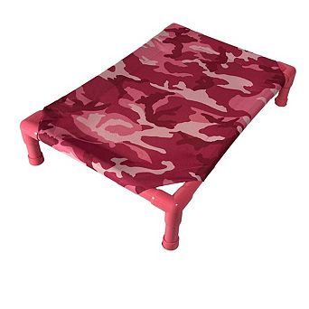 Truman + Teddy (Pink Camo) Easy-to-clean Handcrafted Elevated, Cot-Style Dog Bed
