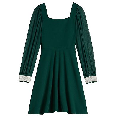 Girls 7-16 Speechless Mesh Sleeve Scuba Crepe Dress in Regular & Plus Size