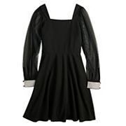 long sleeve black dress kohls long mesh dress with sleeves Shibon Layered Mesh Dress Black / XS by  Project Social T