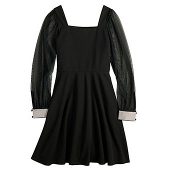 Girls 7-16 Speechless Mesh Sleeve Scuba Crepe Dress in Regular & Plus Size