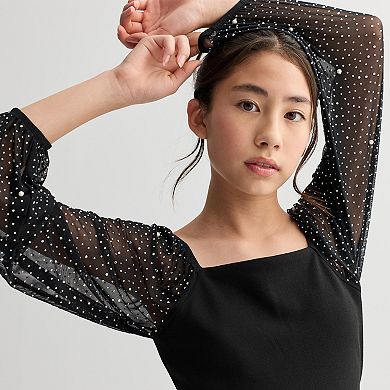 Girls 7-16 Speechless Long Pearl Embellished Sleeve Dress