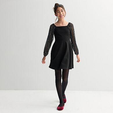 Girls 7-16 Speechless Long Pearl Embellished Sleeve Dress