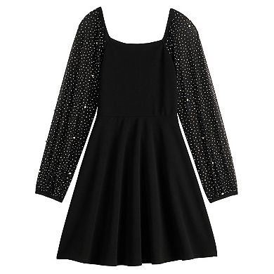Girls 7-16 Speechless Long Pearl Embellished Sleeve Dress