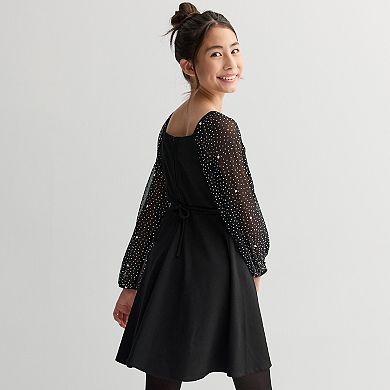 Girls 7-16 Speechless Long Pearl Embellished Sleeve Dress