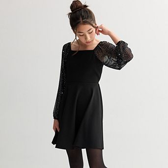 Girls 7-16 Speechless Long Pearl Embellished Sleeve Dress