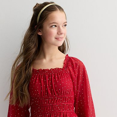 Girls 7-16 Speechless Glitter Dress & Headband in Regular and Plus Size