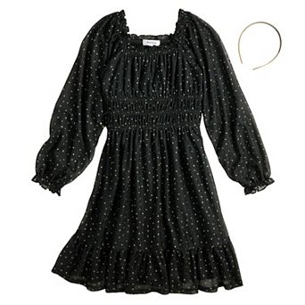 Girls 7-16 Speechless Glitter Dress & Headband in Regular and Plus Size