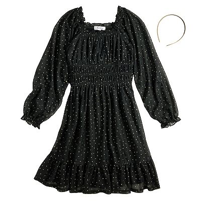 Girls 7-16 Speechless Glitter Dress & Headband in Regular and Plus size, Girl's, Size: XS, Black