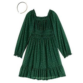 Girls 7-16 Speechless Glitter Dress & Headband in Regular and Plus Size