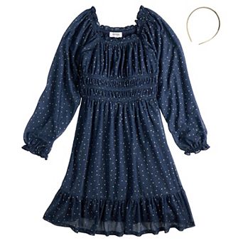 Girls 7-16 Speechless Glitter Dress & Headband in Regular and Plus Size