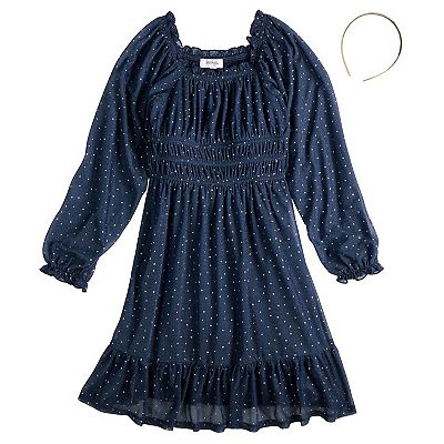 Girls 7-16 Speechless Glitter Dress & Headband in Regular and Plus size, Girl's, Size: XS, Black
