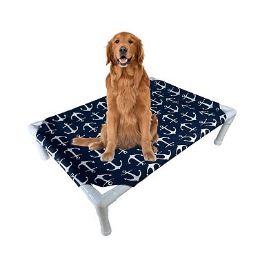 Truman + Teddy (Anchors Aweigh) Easy-to-clean Handcrafted Elevated, Cot-Style Dog Bed 