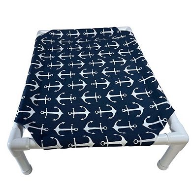 Truman + Teddy (Anchors Aweigh) Easy-to-clean Handcrafted Elevated, Cot-Style Dog Bed 