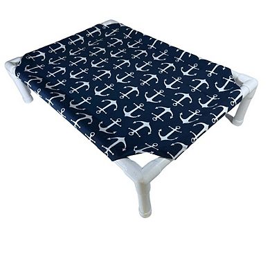 Truman + Teddy (Anchors Aweigh) Easy-to-clean Handcrafted Elevated, Cot-Style Dog Bed 