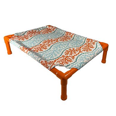 Truman + Teddy (Coral Splendor) Easy-to-clean Handcrafted Elevated, Cot-Style Dog Bed 