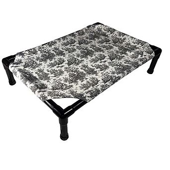 Truman + Teddy (Toile-tally Zonked) Easy-to-clean Handcrafted Elevated, Cot-Style Dog Bed