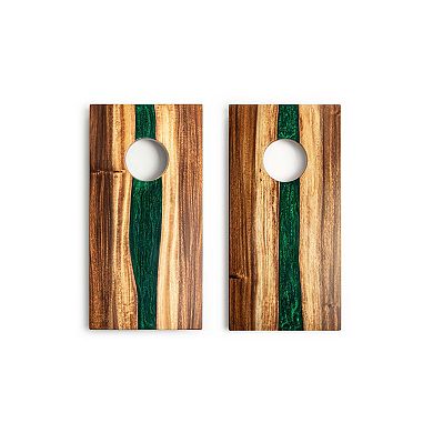 1ft x 2ft River Epoxy Resin with Live Edge Acacia Pathfinder ART Cornhole Board Sets