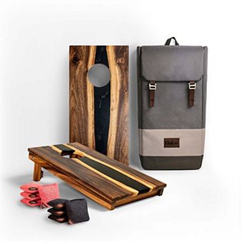 1ft x 2ft River Epoxy Resin with Live Edge Acacia Pathfinder ART Cornhole Board Sets