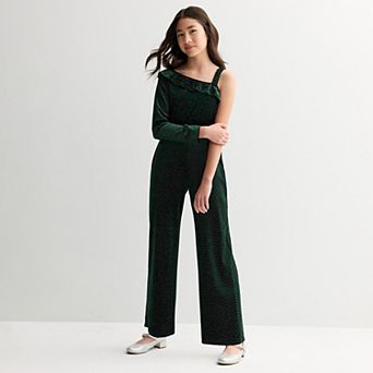 Girls 7-16 eyeshadow Glitter Dot Velvet Jumpsuit