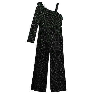 Girls 7-16 eyeshadow Glitter Dot Velvet Jumpsuit
