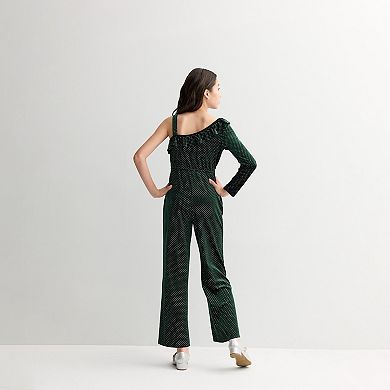 Girls 7-16 eyeshadow Glitter Dot Velvet Jumpsuit