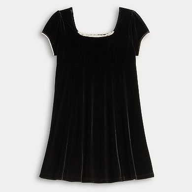 Girls 7-16 eyeshadow Short Sleeve Velvet Empire Dress