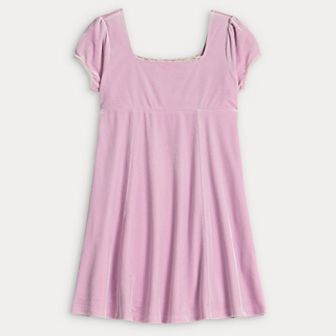 Girls 7-16 eyeshadow Short Sleeve Velvet Empire Dress