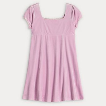Girls 7-16 eyeshadow Short Sleeve Velvet Empire Dress