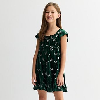 Girls 7-16 eyeshadow Flutter Sleeve Glitter Dress