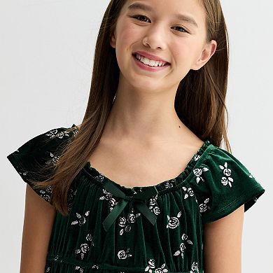 Girls 7-16 eyeshadow Flutter Sleeve Glitter Dress