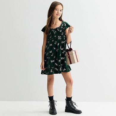 Girls 7-16 eyeshadow Flutter Sleeve Glitter Dress