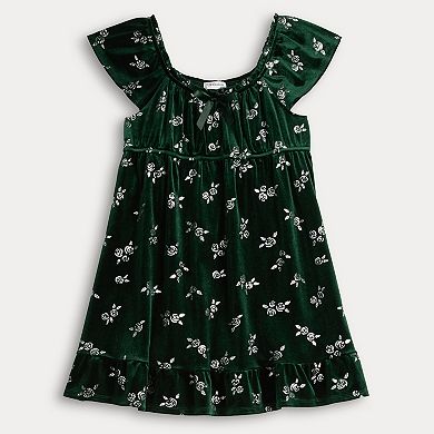 Girls 7-16 eyeshadow Flutter Sleeve Glitter Dress