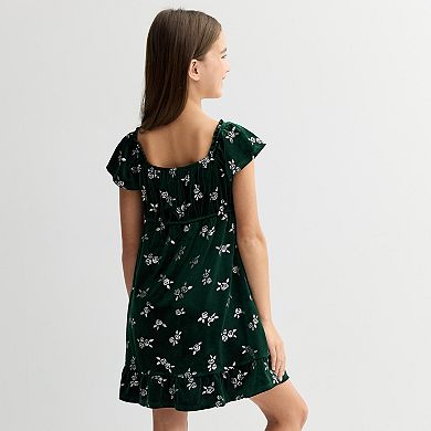 Girls 7-16 eyeshadow Flutter Sleeve Glitter Dress