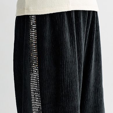 Girls 7-16 eyeshadow Velvet Top & Sequin Side Stripe Pant Set