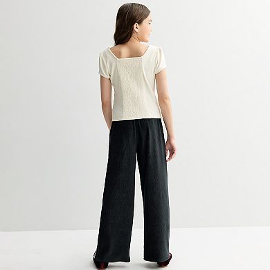 Girls 7-16 eyeshadow Velvet Top & Sequin Side Stripe Pant Set