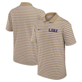 Men's Nike Tan LSU Tigers Athletic Prep Striped Performance Polo