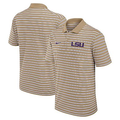 Men's Nike Tan LSU Tigers Athletic Prep Striped Performance Polo