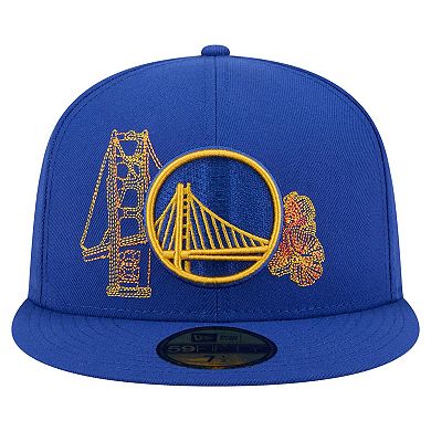 Men's New Era Royal Golden State Warriors State Stitch 59FIFTY Fitted Hat