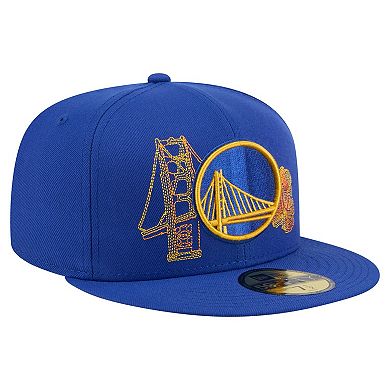 Men's New Era Royal Golden State Warriors State Stitch 59FIFTY Fitted Hat