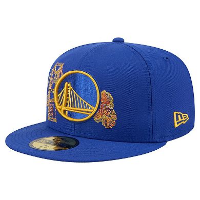 Men's New Era Royal Golden State Warriors State Stitch 59FIFTY Fitted Hat