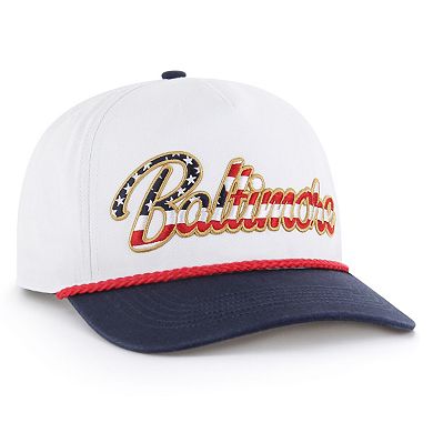 Men's '47 White Baltimore Ravens Patriotic Overhand Hitch Adjustable Hat
