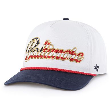 Men's '47 White Baltimore Ravens Patriotic Overhand Hitch Adjustable Hat