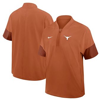 Men's Nike Burnt Orange Texas Longhorns 2025 Sideline Short Sleeve Performance Quarter-Zip Coach Jacket