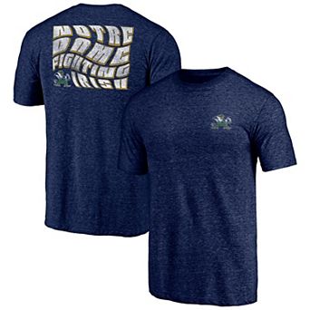 Men's Navy Notre Dame Fighting Irish Wavy Logo Tri-Blend T-Shirt