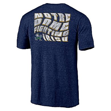 Men's Navy Notre Dame Fighting Irish Wavy Logo Tri-Blend T-Shirt