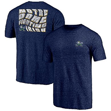 Men's Navy Notre Dame Fighting Irish Wavy Logo Tri-Blend T-Shirt