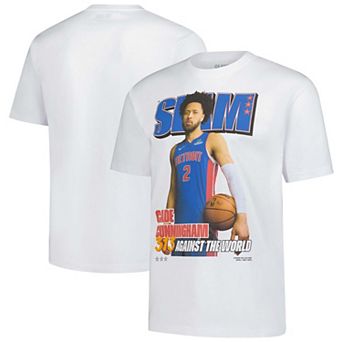 Unisex SLAM Cade Cunningham White Detroit Pistons April/May 2025 Cover Graphic T-Shirt