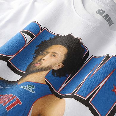 Unisex SLAM Cade Cunningham White Detroit Pistons April/May 2025 Cover Graphic T-Shirt